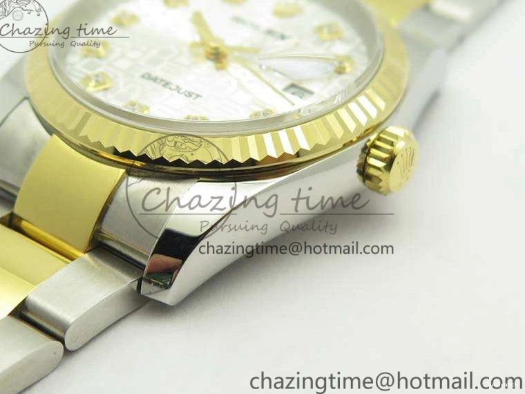 116234 36mm Oyster DJF YG Datejust Edition 1:1 Bracelet V2 Dial On SA3135 Fluted SS White Best Com 1129